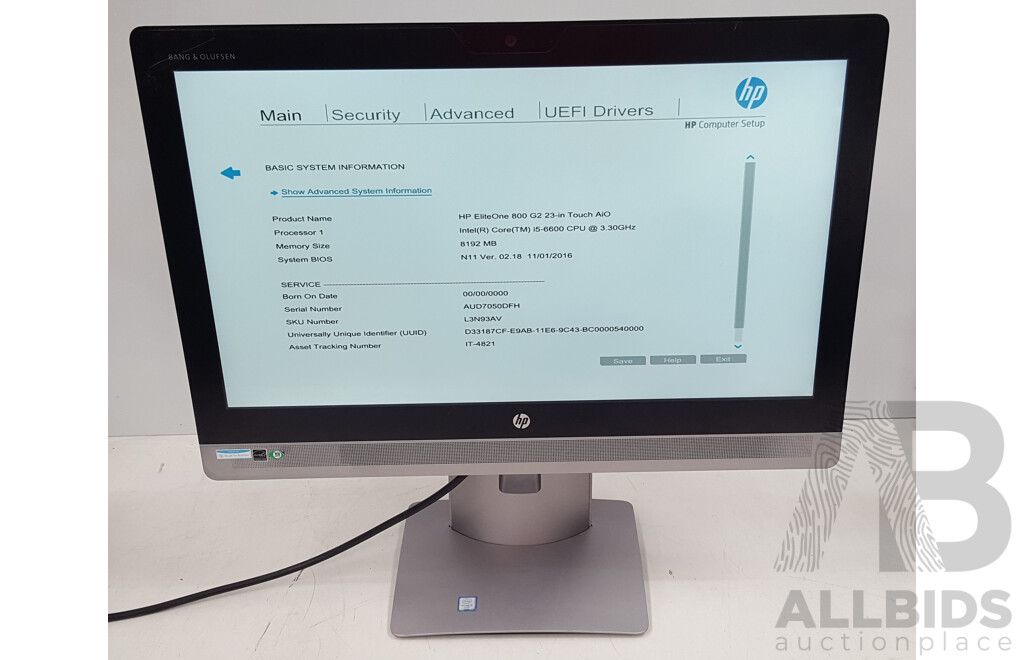 HP EliteOne 800 G2 Intel Core i5 (6600) 3.30GHz-3.90GHz 4-Core CPU 23-Inch Touchscreen All-in-One Desktop