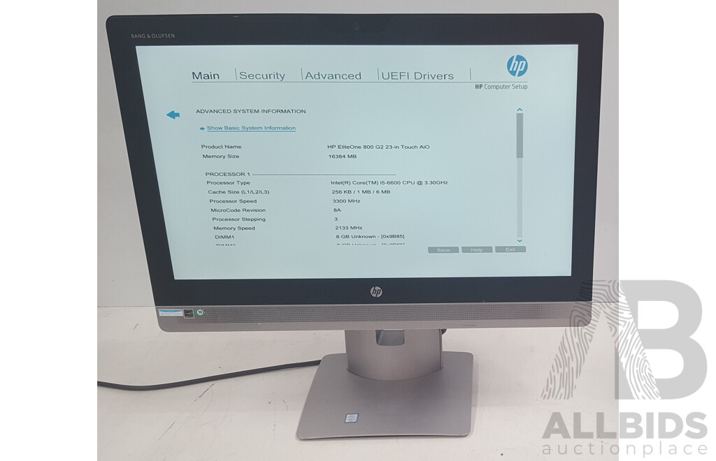 HP EliteOne 800 G2 Intel Core i5 (6600) 3.30GHz-3.90GHz 4-Core CPU 23-Inch Touchscreen All-in-One Desktop