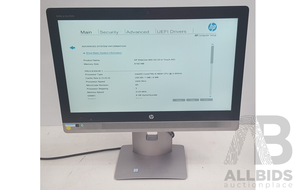 HP EliteOne 800 G2 Intel Core i5 (6600) 3.30GHz-3.90GHz 4-Core CPU 23-Inch Touchscreen All-in-One Desktop