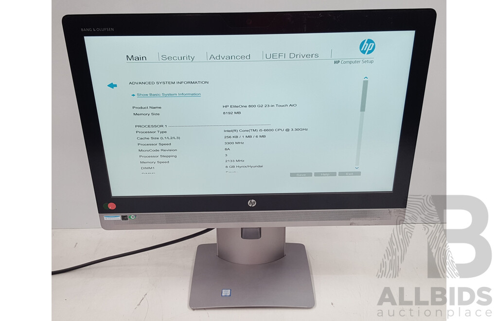 HP EliteOne 800 G2 Intel Core i5 (6600) 3.30GHz-3.90GHz 4-Core CPU 23-Inch Touchscreen All-in-One Desktop