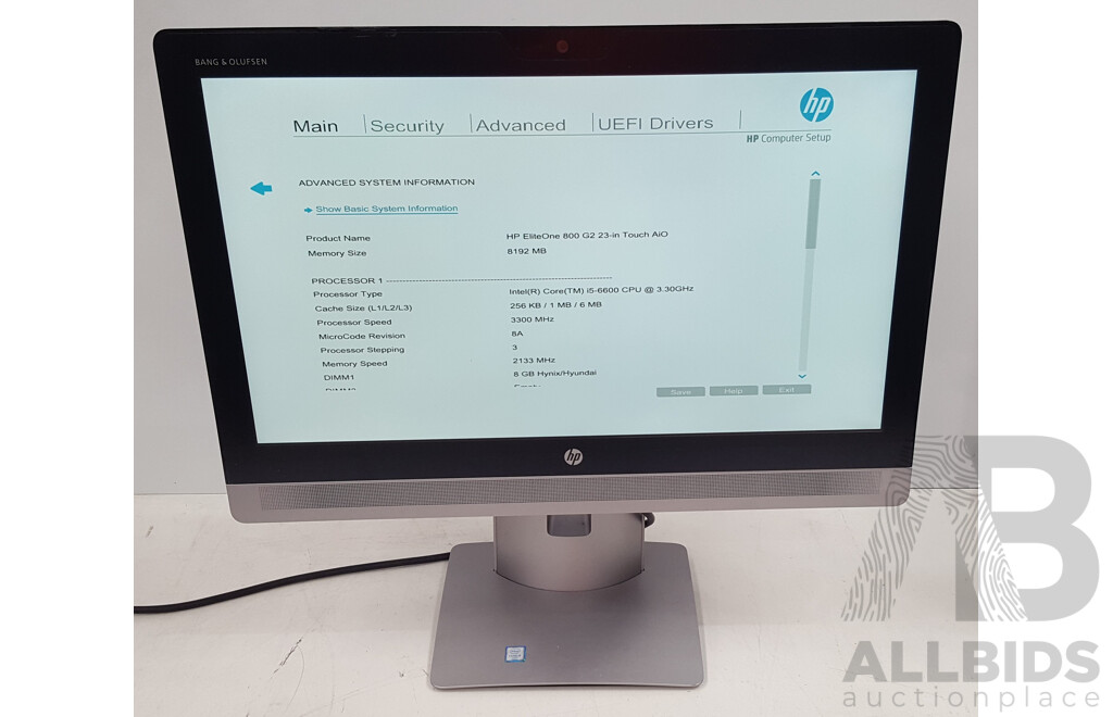 HP EliteOne 800 G2 Intel Core i5 (6600) 3.30GHz-3.90GHz 4-Core CPU 23-Inch Touchscreen All-in-One Desktop