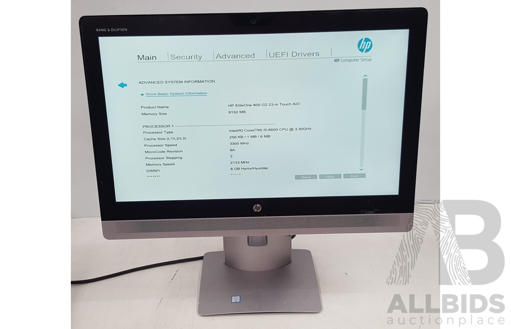 HP EliteOne 800 G2 Intel Core i5 (6600) 3.30GHz-3.90GHz 4-Core CPU 23-Inch Touchscreen All-in-One Desktop