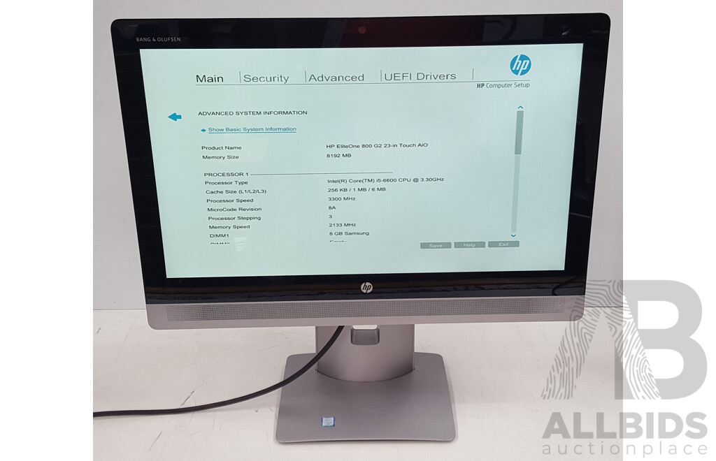 HP EliteOne 800 G2 Intel Core i5 (6600) 3.30GHz-3.90GHz 4-Core CPU 23-Inch Touchscreen All-in-One Desktop