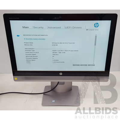 HP EliteOne 800 G2 Intel Core i5 (6600) 3.30GHz-3.90GHz 4-Core CPU 23-Inch Touchscreen All-in-One Desktop