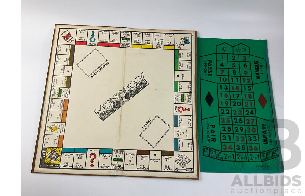 Vintage Monopoly Board Game with Nintendo Roulette Matt