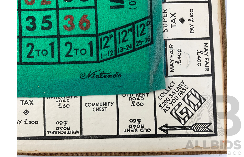 Vintage Monopoly Board Game with Nintendo Roulette Matt