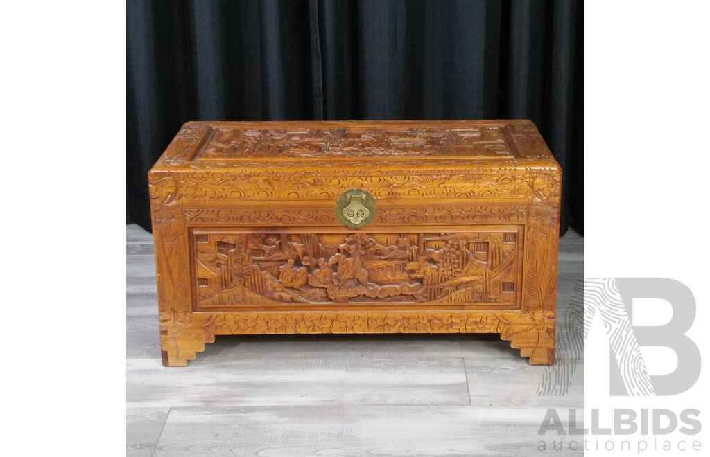 Carved Camphor Wood Trunk