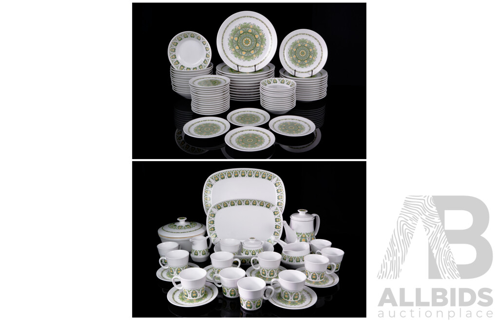 Funky Retro Japanese Noritake Progression 92 Piece Dinner Service in Palos Verde Pattern