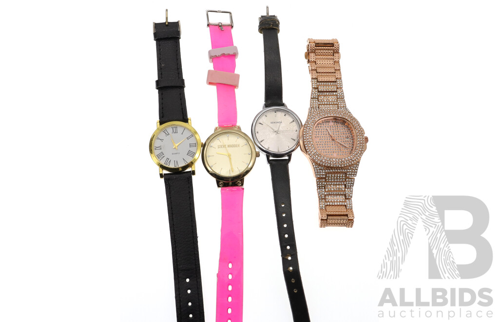 Collection of (4) Ladies Watches Including Steve Madden and Sekonda