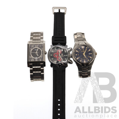 Collection of (3) Men's Watches - Seiko 3N2249, Hugo Boss HB.09.1.14.2000 & Ferrari