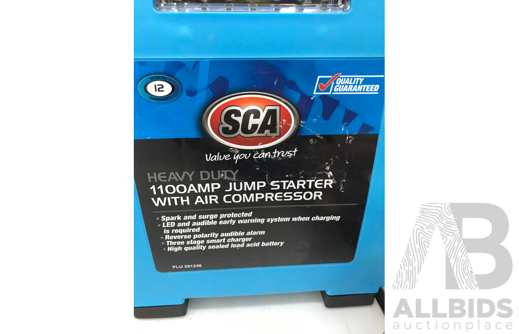 SCA Heavy Duty 1100 Amp Jump Starter with Air Compressor