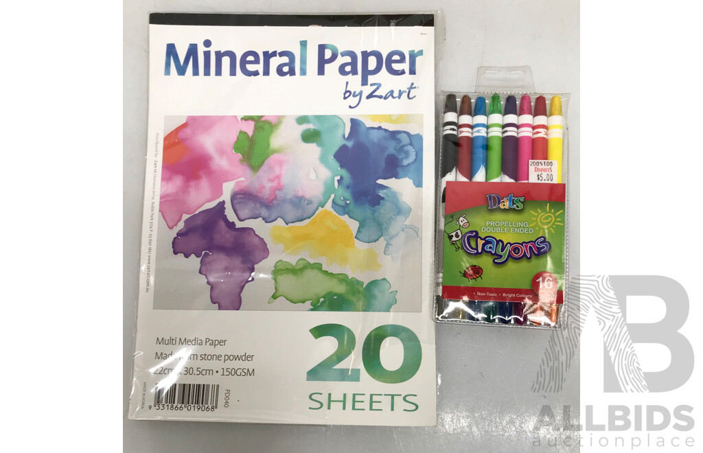 Scented Candles, Crayons Set, and Mineral Paper - Lot of 5