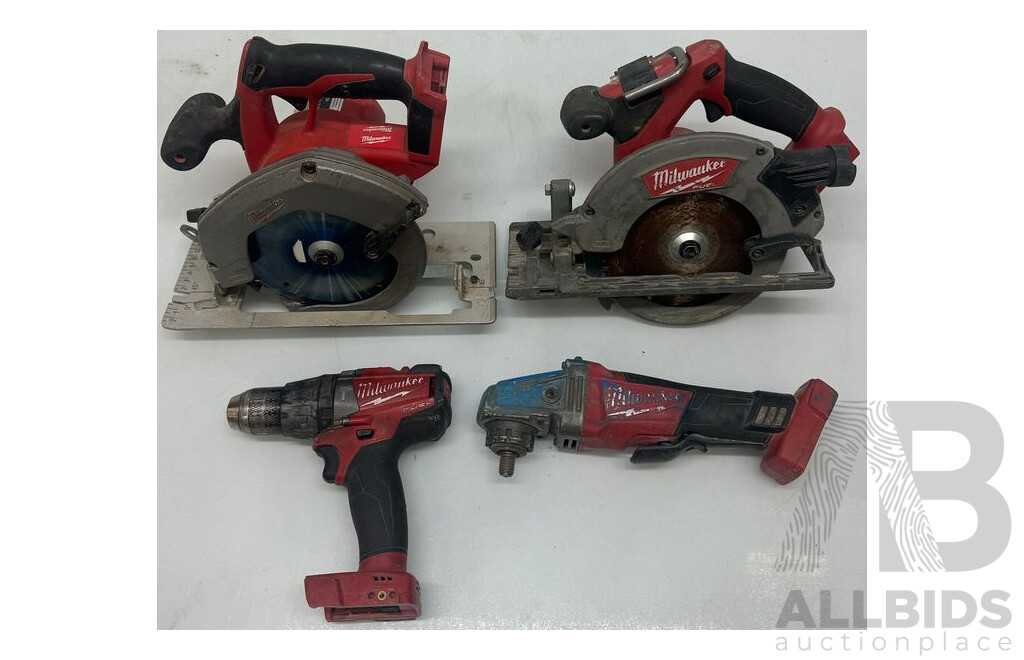 Milwaukee 2x Circular Saw, Angle Grinder & Hammer Drill/Driver