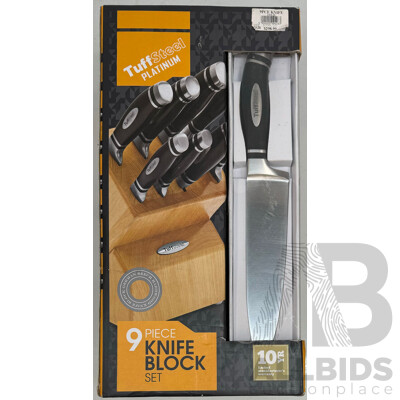 TuffSteel 9-Piece Platinum Knife Block Set