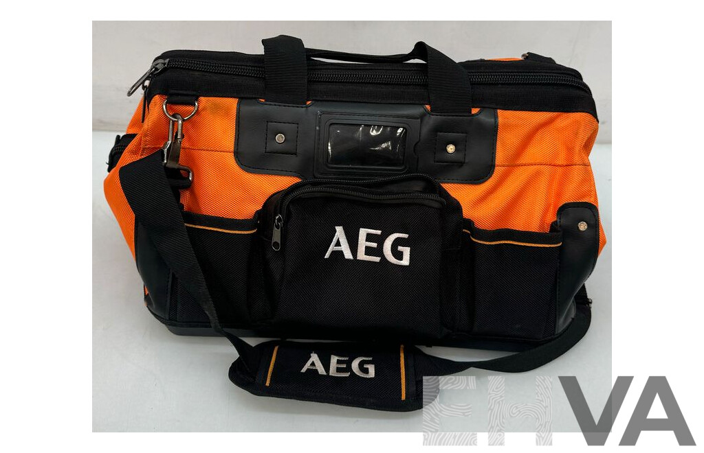 AEG Tool Bag with Wrench, Screw Bits, Hammer and Other Items