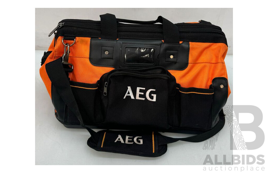 AEG Tool Bag with Wrench, Screw Bits, Hammer and Other Items