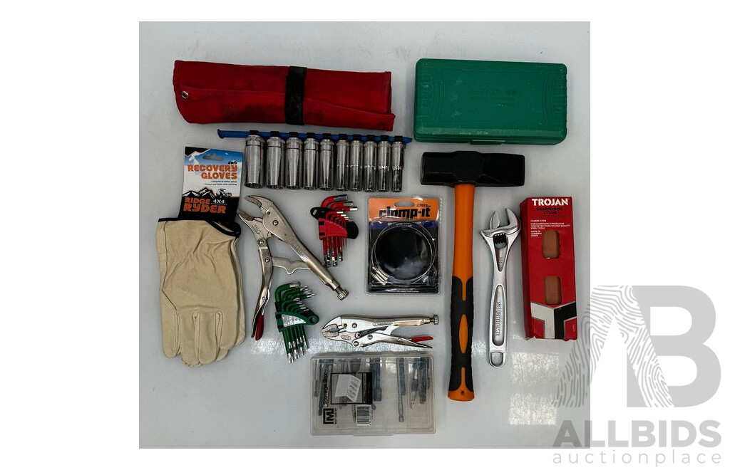 AEG Tool Bag with Wrench, Screw Bits, Hammer and Other Items