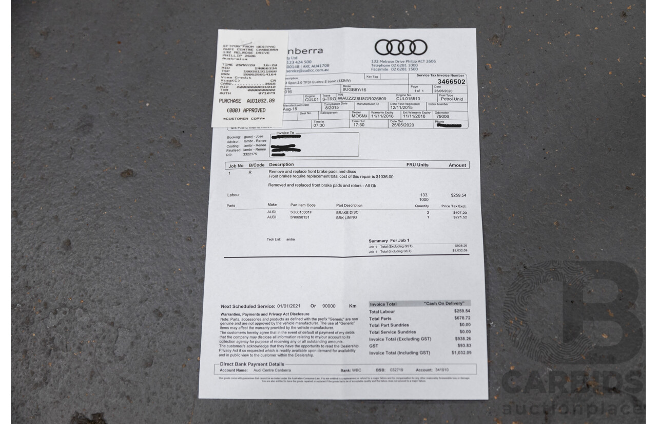 9/2015 Audi Q3 2.0 TFSI Sport Quattro (AWD) 8U MY16 4d Wagon Mythos Black Metallic Turbo 2.0L