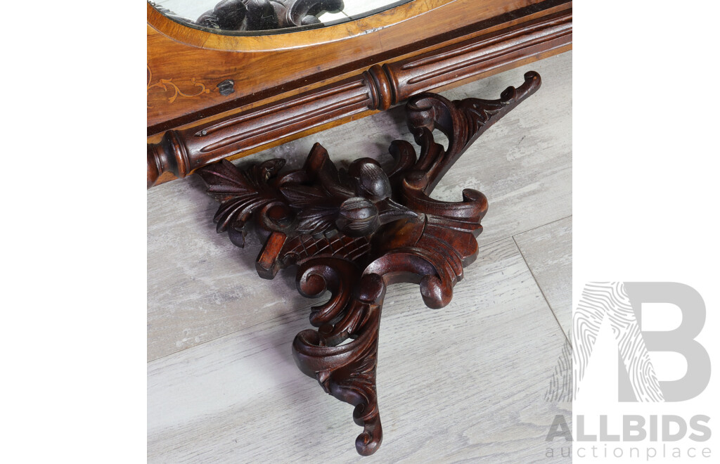 Victorian Flame Mahogany Mirrored Back Sideboard with White Marble Top