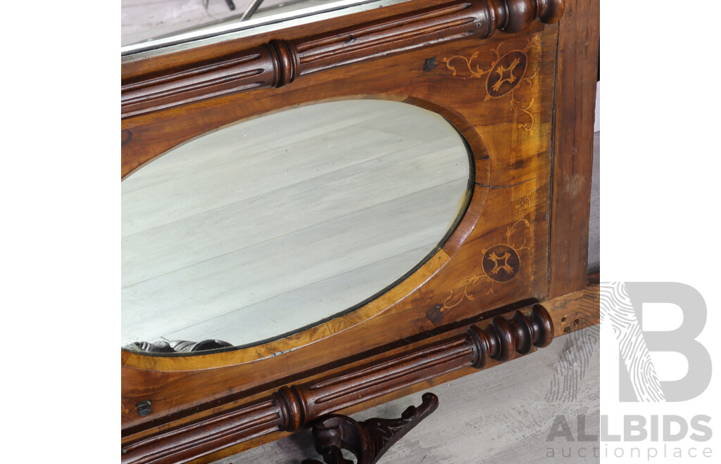 Victorian Flame Mahogany Mirrored Back Sideboard with White Marble Top