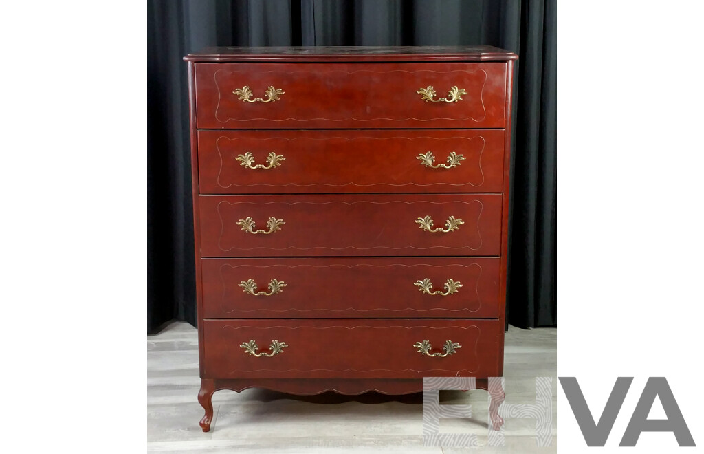 Queen Anne Style Chest of Five Drawers