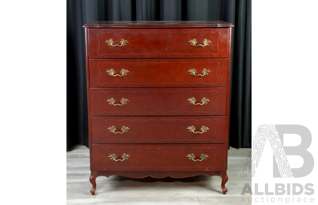 Queen Anne Style Chest of Five Drawers