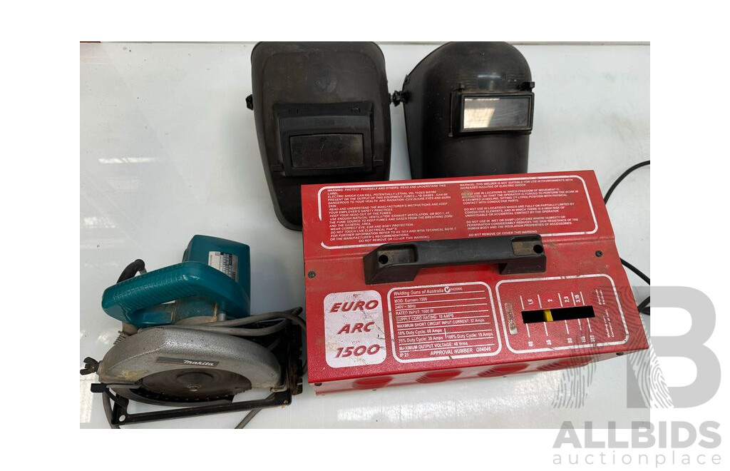 Euro Arc 1500 Welding Gun, Welding Masks and Circular Saw