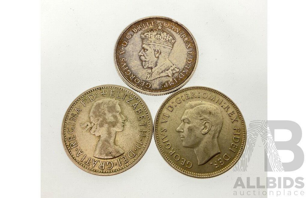 Australian Commemorative Silver Florins Including 1927 Parliament House, 1951 Federation and 1945 Royal Visit .925 and .500