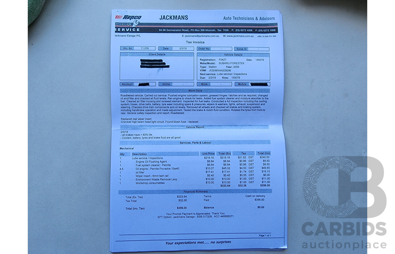 10/2009 Subaru Forester X MY09 4d Wagon Silver Or Chrome 2.5L