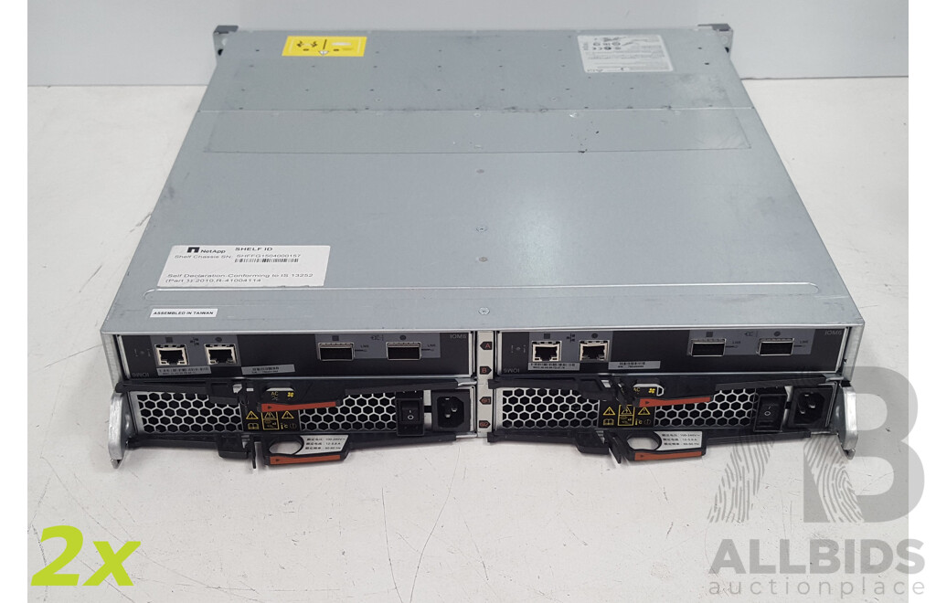 NetApp (NAJ-1001) 24-Bay 2RU Hard Drive Array (14.4TB) - Lot of Two