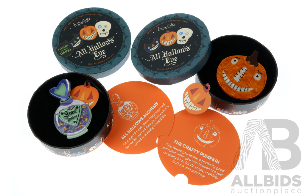 Erstwilder 'All Hollows Eve' Set of (2) Resin Brooches, 'The Crafty Pumpkin' & 'All Hallows Alchemy'