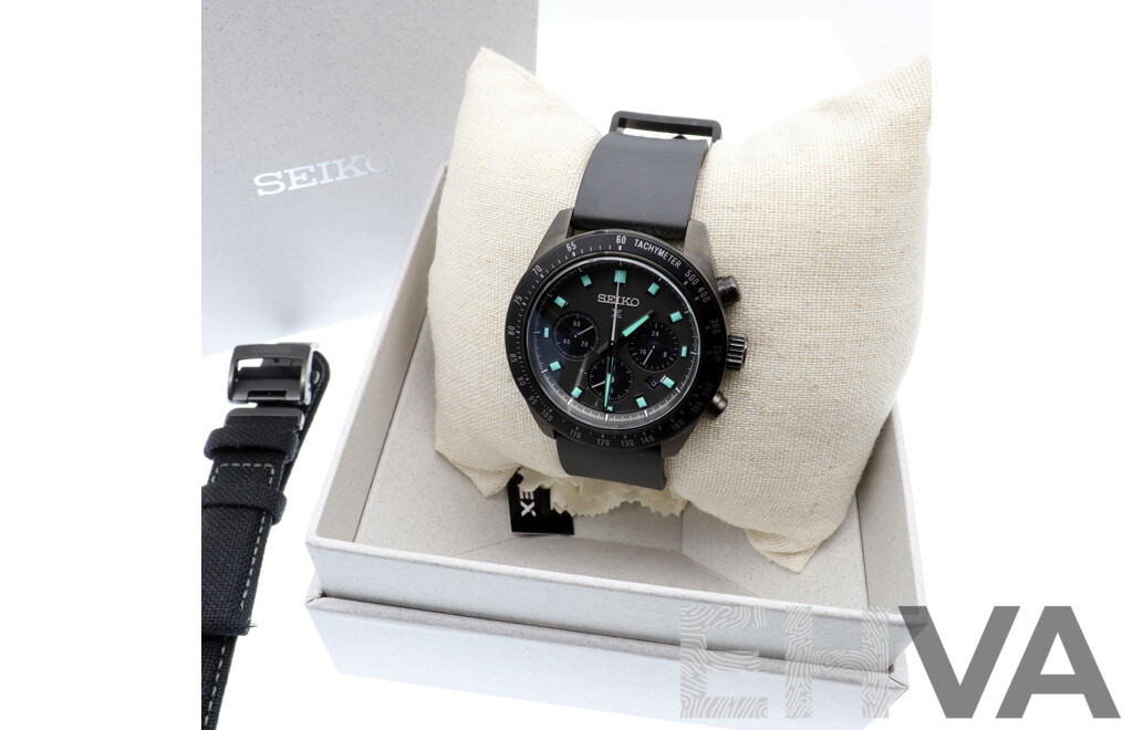 Boxed Seiko Prospex Black Series Speedtimer Solar Chronograph Watch,  SSC923P1