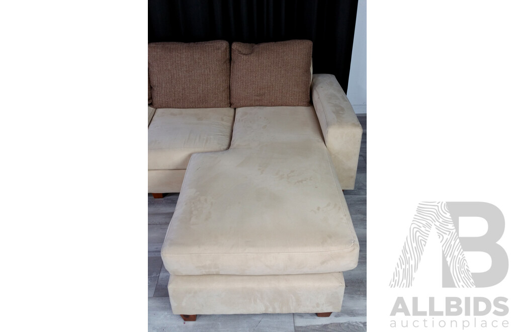 Large Suede Four Seater Lounge with Chaise End