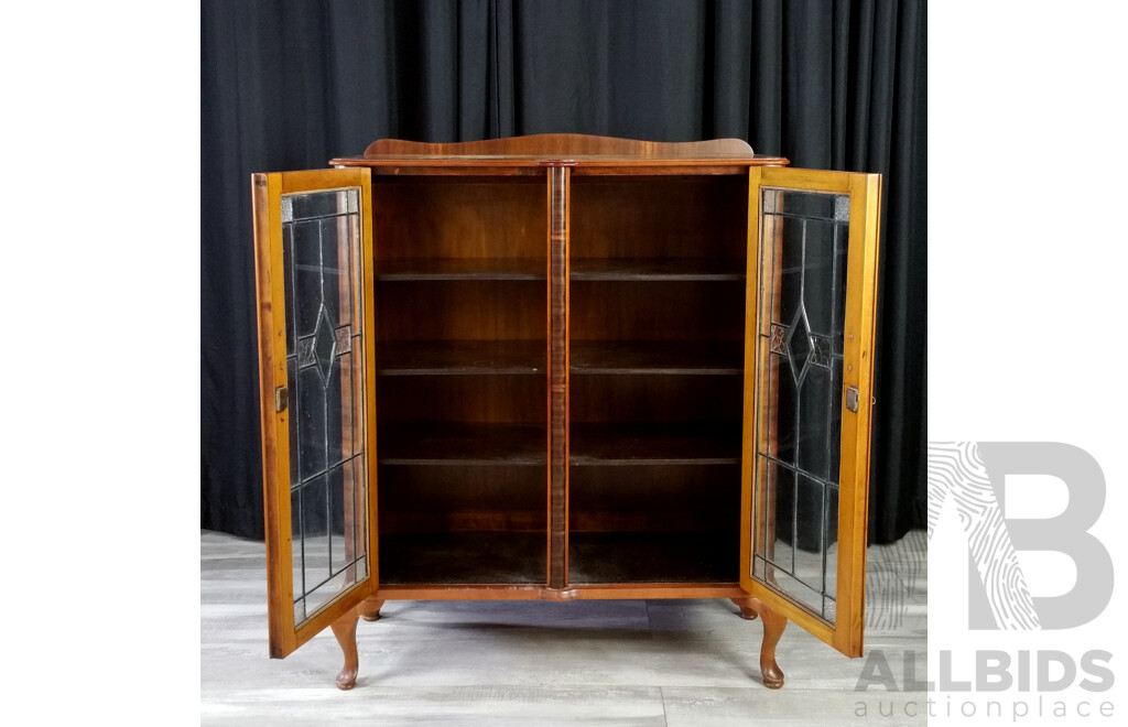 Art Deco Leadlight Front Display Cabinet