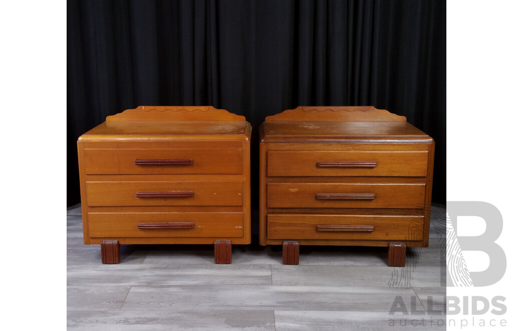 Pair of Art Deco Chests with Three Drawers