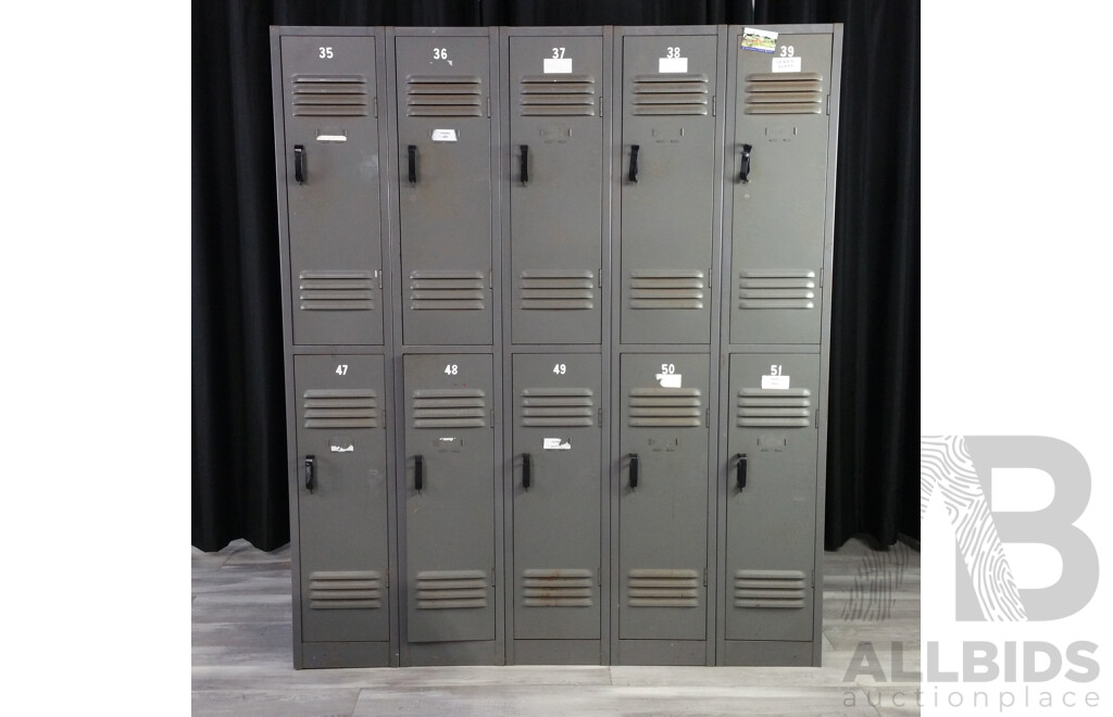 Vintage Metal Bank of Ten Lockers