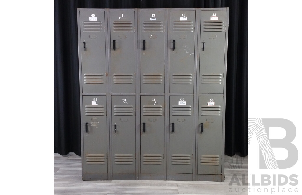 Vintage Metal Bank of Ten Lockers