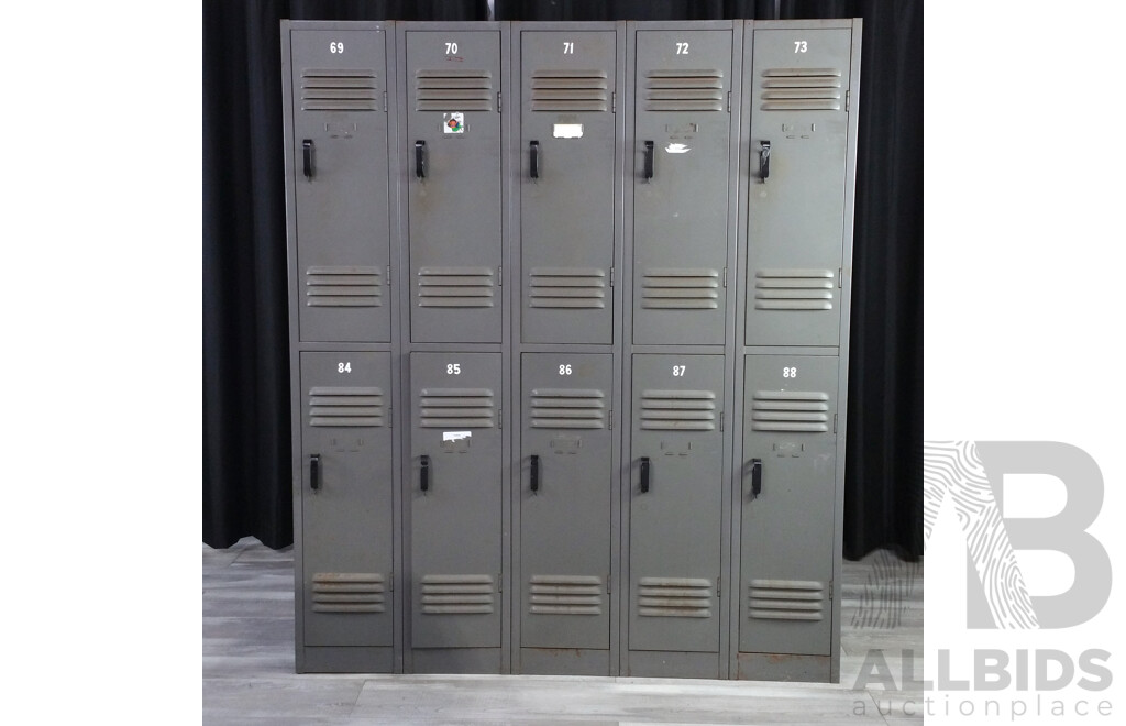 Vintage Metal Bank of Ten Lockers