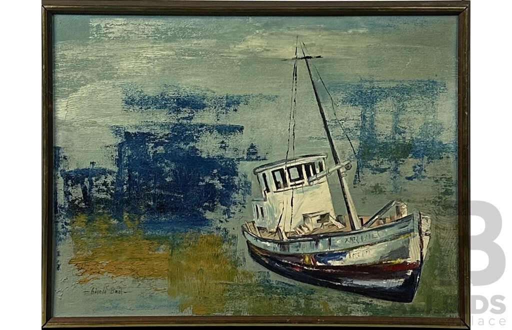 Gisela Bush, (20th Century, American), Sand Dunes and Ship Along Cape Cod Shore (1965), Pair of Oils on Canvas, 50 x 65 cm (frame Largest)