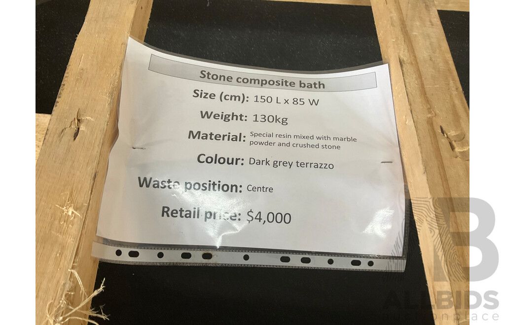 Dark Grey Terrazzo Stone Composite Bath (150L X 85W) - ORP $4,000.00