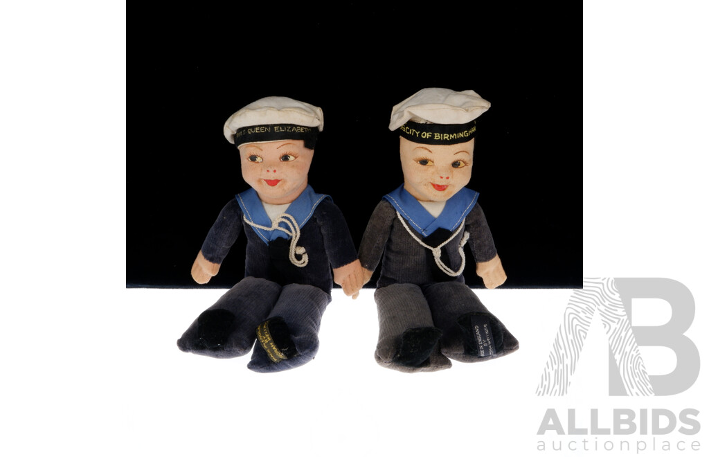 Two Original Norah Welling Sailor Dolls Comprising SS City of Birmingham & RMS Queen Elizabeth