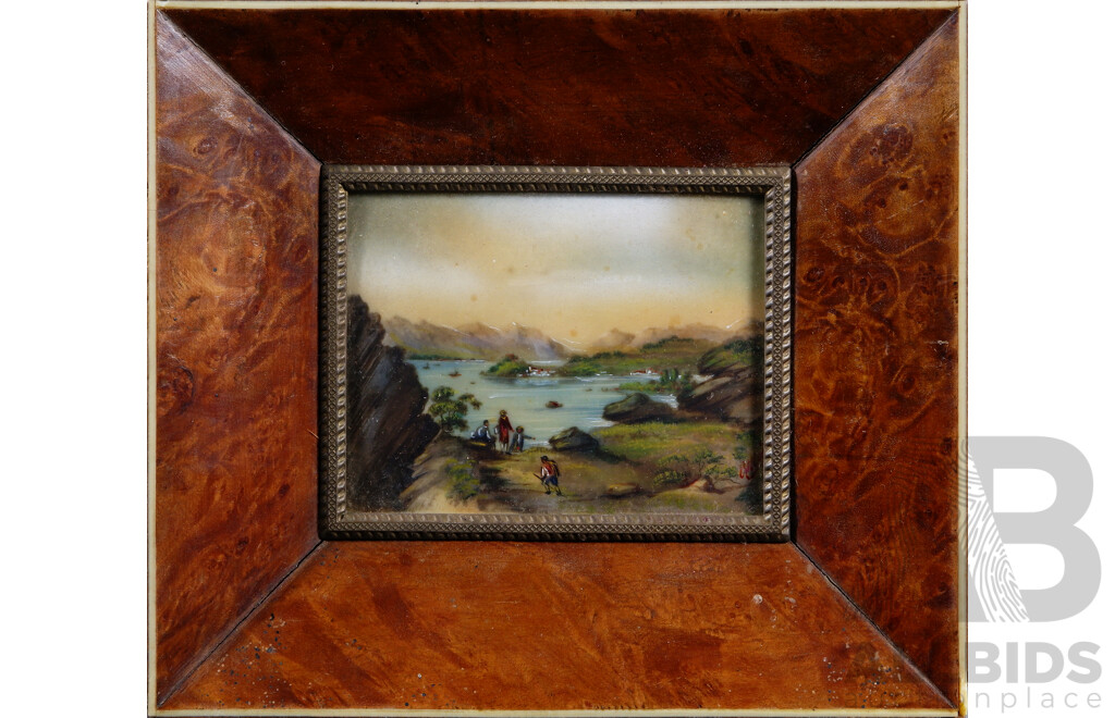 Trio of Wonderful Miniature Antique Crystoleum Hand Embellished Prints of Original Oil Paintings - (See Below for More Information), 14 x 15.5  cm and 15.5 x 14.5 cm (frames) (3)