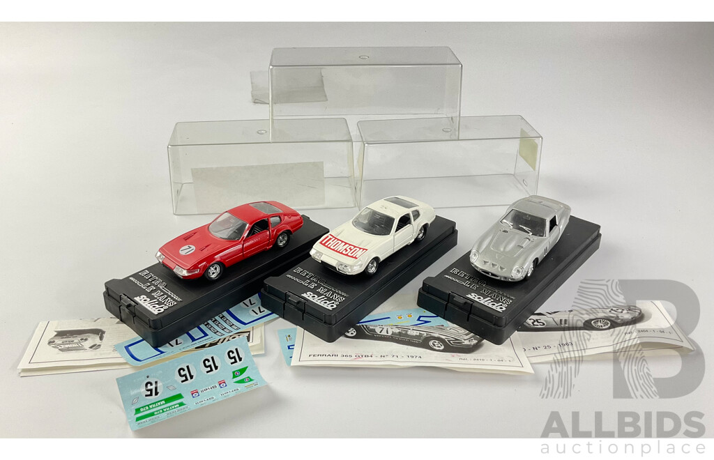 Three Solido Retrospective Le Mans Ferraris Including 1963 GTO, 1974 365 GTB4 and 1973 365 GTB4