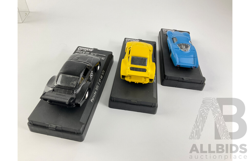 Vintage Solido Diecast Le Mans Retrospective Race Cars Including 1979 Porshe 935 T and 1968 Renault Alpine A220