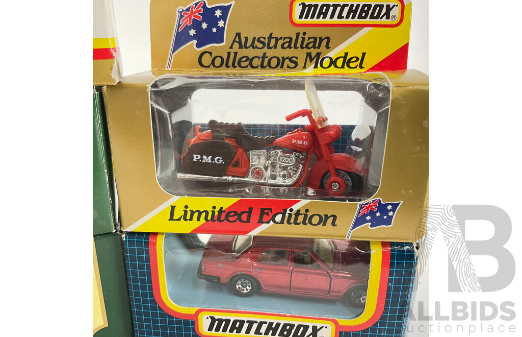 Collection of Diecast Matchbox Including Australian Collectors Model P.M.G Harley, Gold Series Model T and Collectors Model P.M.G Tucks