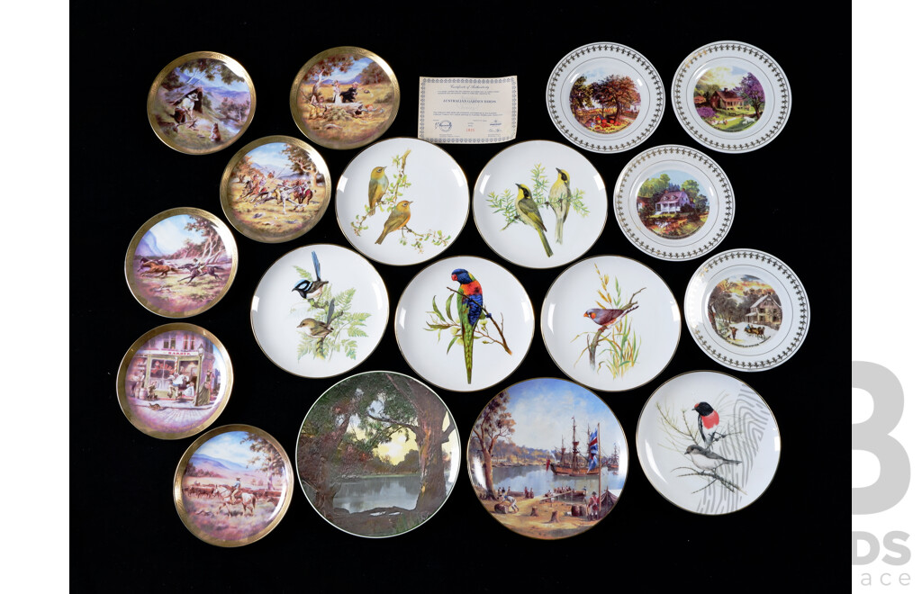 Collection Display Plates Including Royal Doulton Murray River Gums, Six in the Australian Garden Birds Series, Six in the Banjo Patterson Country Series and More