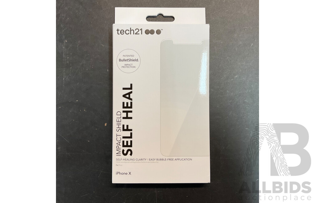 TECH21 Impact Shield Self Heal Screen Protector for IPhone X - Lot of 100