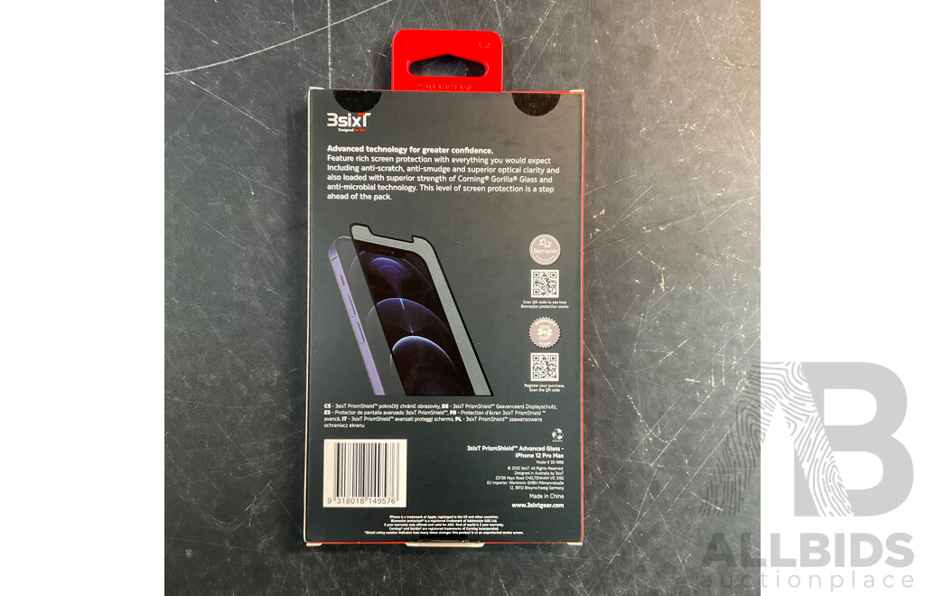 3SIXT Prism Shield Glass Screen Protector for IPhone 12 PRO MAX - Lot of 95