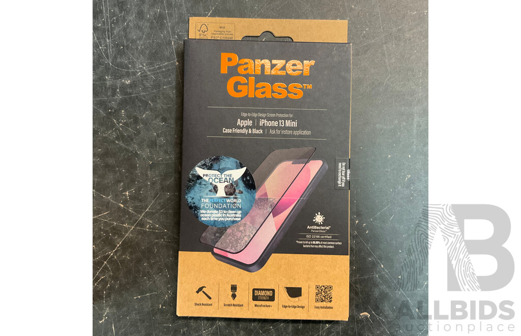 PANZER GLASS Edge to Edge Design Screen Protector for IPhone 13 Mini - Lot of 100