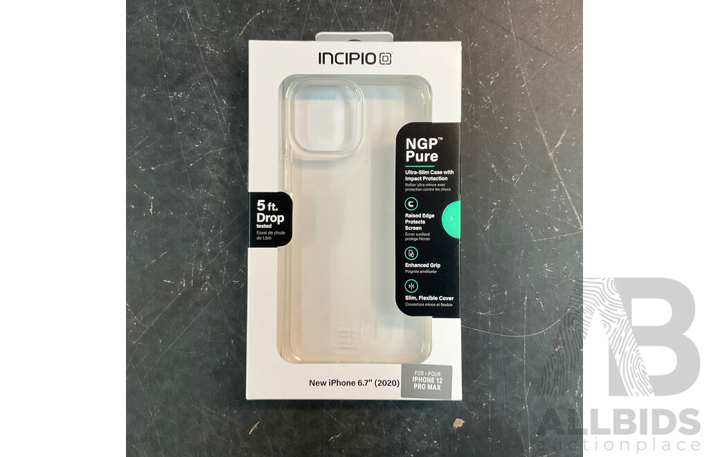 INCIPIO Phone Case for IPhone 12 Pro Max & Tech21 Screen Protector for IPhone 12 Mini - Lot of 103